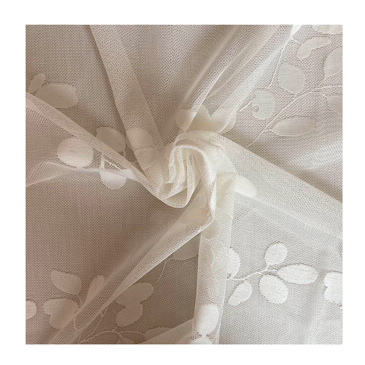 Design all'ingrosso 100 poliestere motivo foglia jacquard ordito maglia maglia camicia tenda pura tessuto camera da letto