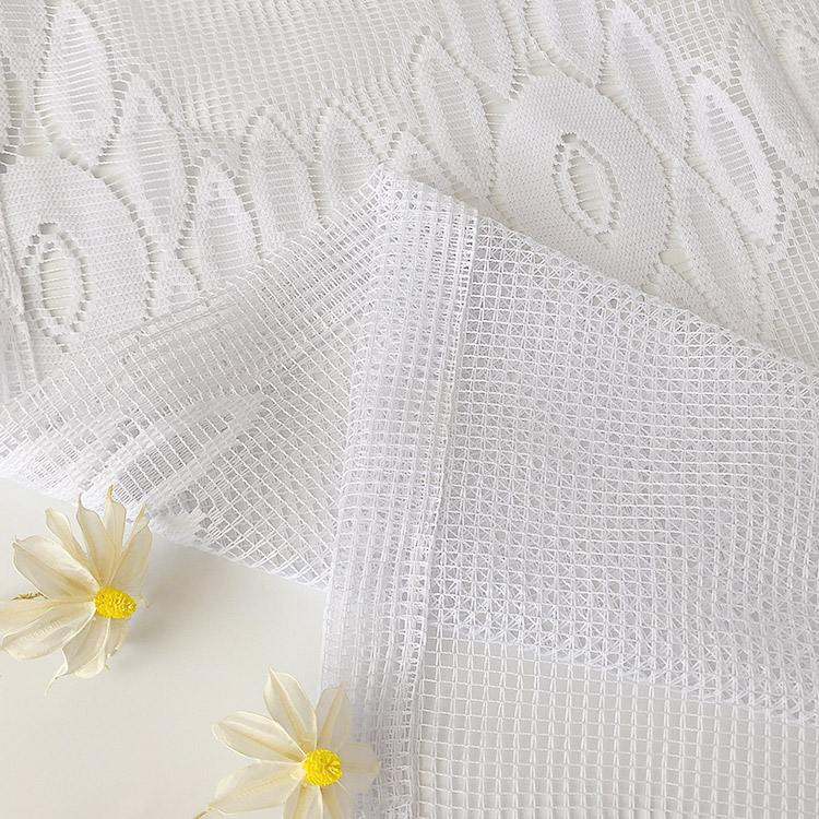 100% poliestere bianco super morbido jacquard turco porta finestra organza tessuto trasparente economico per tende