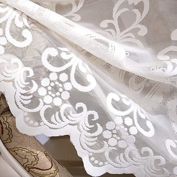 Tessuto a rete jacquard a rete in poliestere bianco da matrimonio con design personalizzato del fornitore