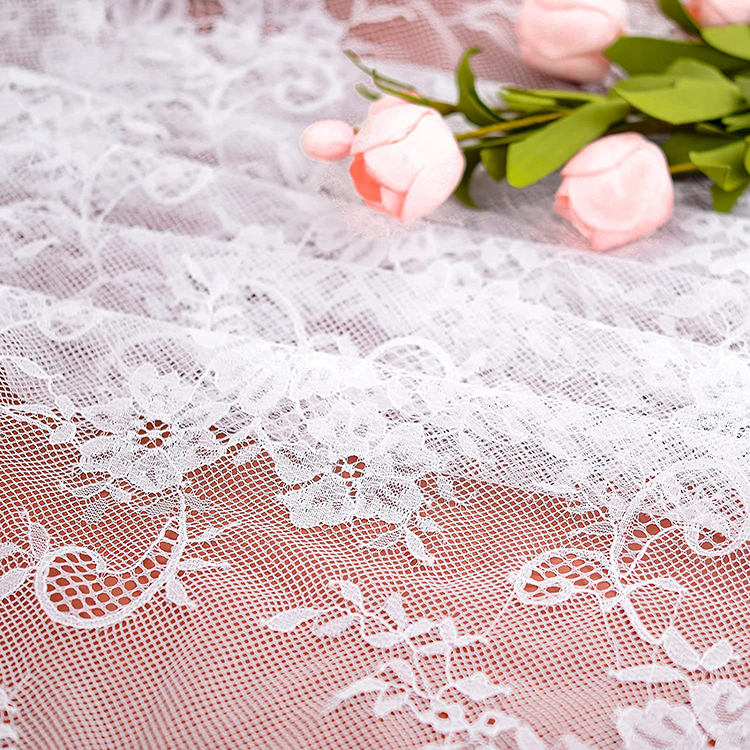 Decorazioni bianco floreale jacquard semplice cena pizzo poliestere tovaglie da sposa in tessuto