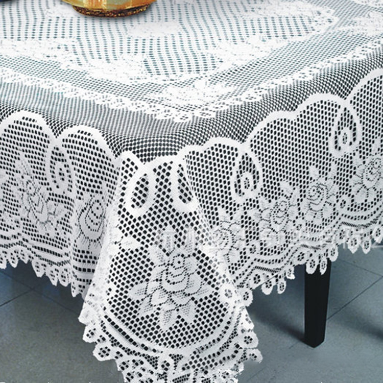 Tessuto floreale personalizzato per tovaglia in pizzo rotondo jacquard bianco da sposa in poliestere da pranzo