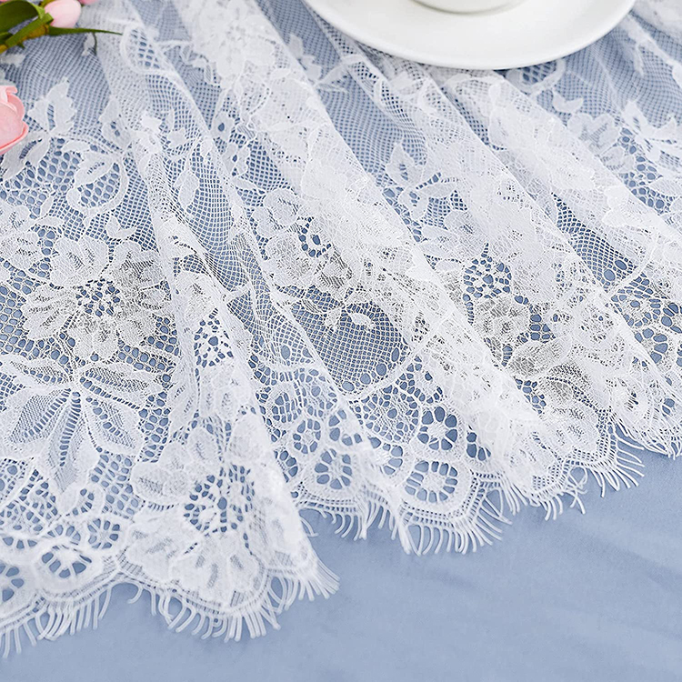 Decorazioni bianco floreale jacquard semplice cena pizzo poliestere tovaglie da sposa in tessuto